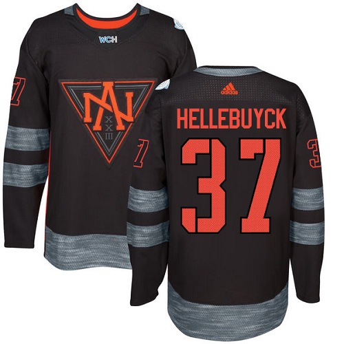 Herren Team North America #37 Connor Hellebuyck Authentic Schwarz Auswärts 2016 World Cup